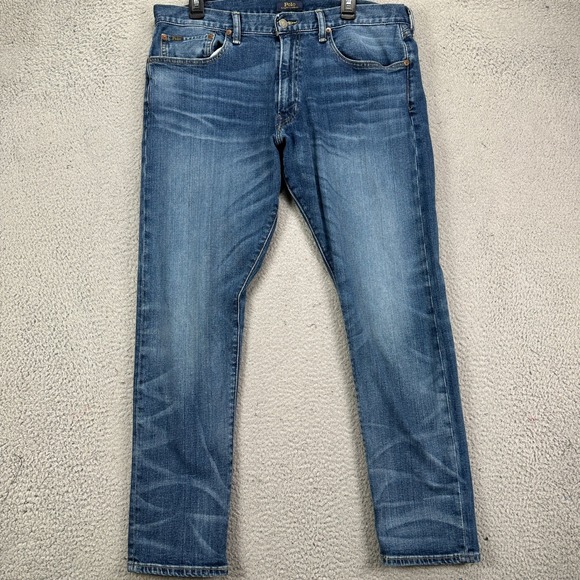 Polo Ralph Lauren Sullivan Slim Jeans Mens 36X30 Blue Distressed Stretch Pockets